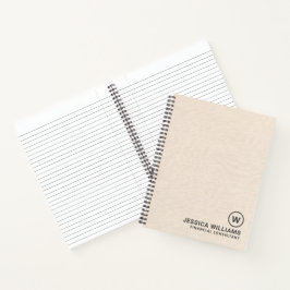 Beige Leinenstruktur einfache schwarze Typografie Notizbuch