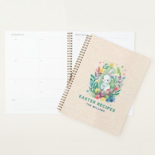 Beige Leinentextur Niedlich Osterhase Planer