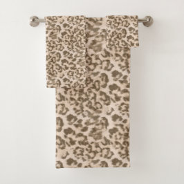 Beige Leopardendrucke . Badetuch-Set Badhandtuch Set
