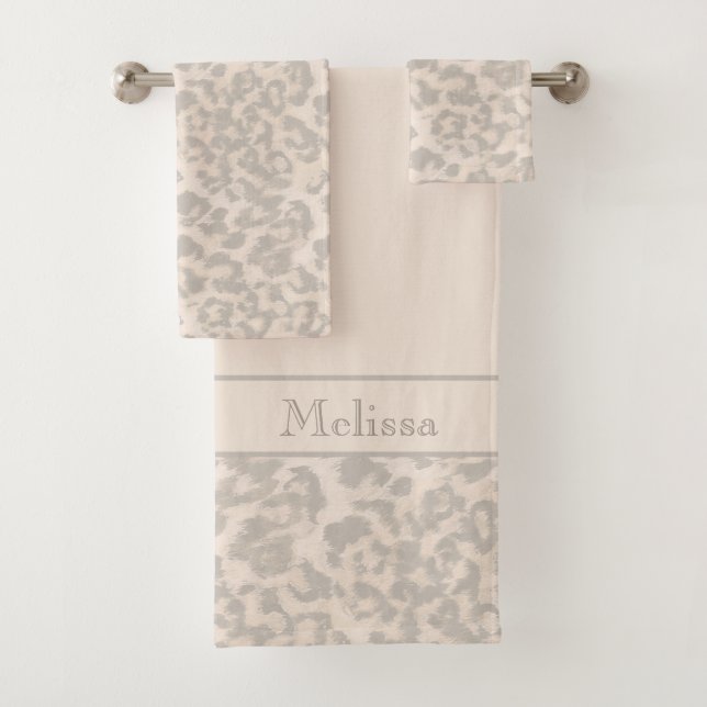 Beige Leopardendrucke. Badhandtuch Set (Insitu)