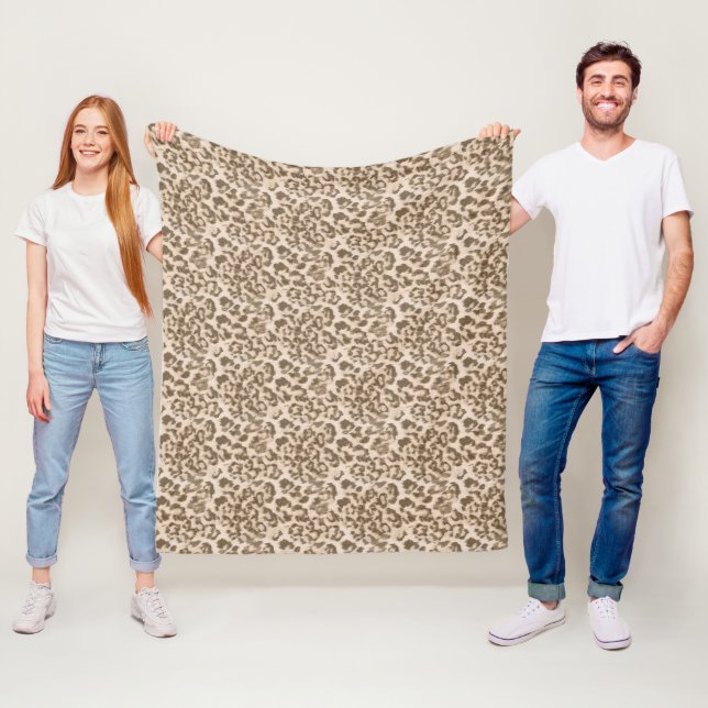 Beige Leopardendrucke. Fleecedecke (Beispiel)