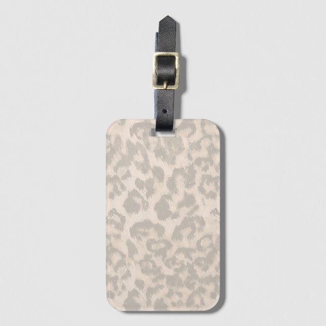 Beige Leopardendrucke. Gepäckanhänger (Vorderseite Vertikal)