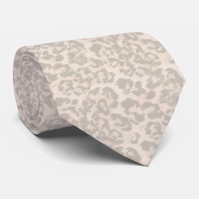 Beige Leopardendrucke. Krawatte (Gerollt)