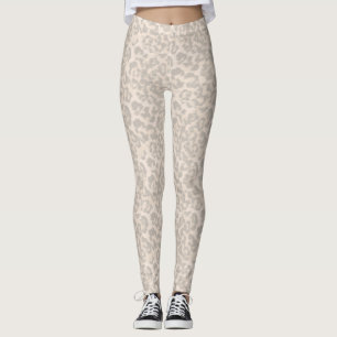 Beige Leopardendrucke. Leggings