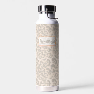 Beige Leopardendrucke. Trinkflasche