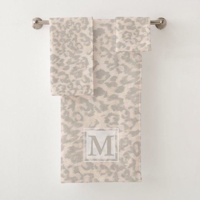 Beige Leopardrucke. Badhandtuch Set (Insitu)