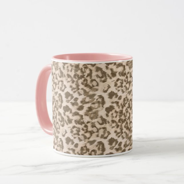 Beige Leopardrucke Tasse (Vorderseite Links)