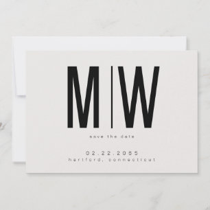 Beige Lg. Monogram-Hochzeitssave-the-Date-Karte Save The Date