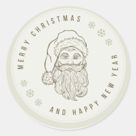 Beige Light Green Vintag Frohe Weihnachtskleber Runder Aufkleber