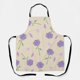 Beige Lila Rose Floral Boho Botanisches Muster Schürze