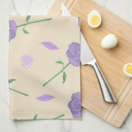 Beige Lila tropische Flora Botanisch Geschirrtuch