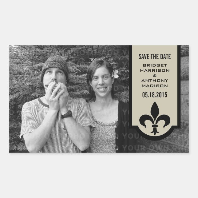 Beige Lilie Banner Save the Date Stickers (Vorderseite)