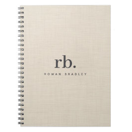 Beige Linen Creme Texture Einfache Elegante Monogr Notizblock
