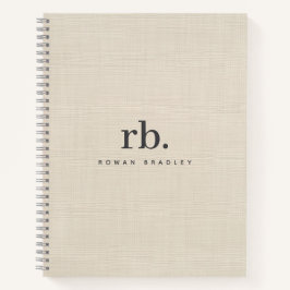 Beige Linen Creme Texture Einfache Elegante Monogr Notizbuch
