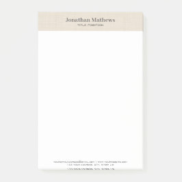 Beige Linen Creme Texture Einfache Elegante Monogr Post-it Klebezettel