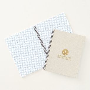 Beige Linen Gold Justice Logo Notizbuch