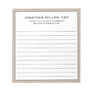 Beige Linen Name Name Unternehmen Notepad Notizblock