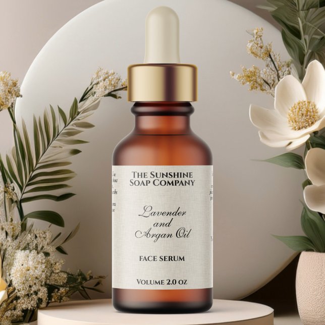 Beige Linen Paper Style Kosmetik Dropdown-Flasche Adressaufkleber (Von Creator hochgeladen)