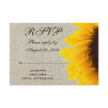 Beige Linen Sunflower Rustic Wedding RSVP