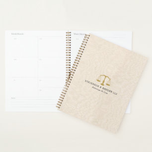 Beige Linen Texture & Gold Justice Scale Planer
