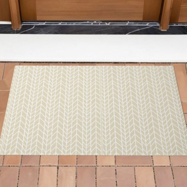 Beige Linen Traditionelles, modernes Herringbone Fußmatte (Von Creator hochgeladen)