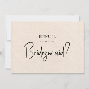 Beige Linen White Script werden Sie meine Bridesma Einladung