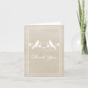 Beige Lovebird Floral Danke Karte
