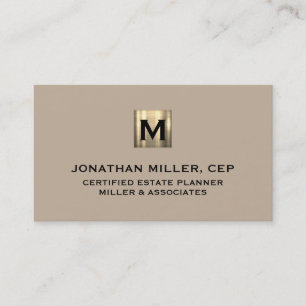 Beige Luxury Gold Erstlogo Business Card Visitenkarte