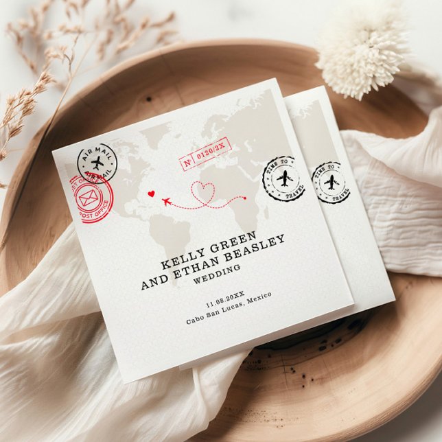 Beige Map-Hochzeit in Urlaubsort Serviette (Von Creator hochgeladen)