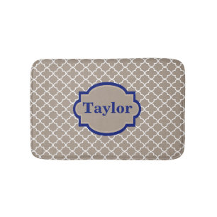 Beige Marine Quatrefoil Monogramm-Badematte Badematte