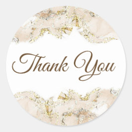 Beige Marmorgestaltung danke Runder Aufkleber