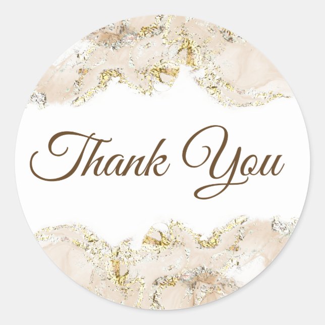 Beige Marmorgestaltung danke Runder Aufkleber (Vorderseite)