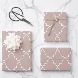 Beige marokkanische Gittermuster Geschenkpapier Set