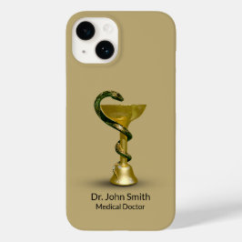 Beige Medical Bowl Snake Hygieia Gold Caduceus Case-Mate iPhone 14 Hülle