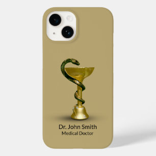 Beige Medical Bowl Snake Hygieia Gold Caduceus Case-Mate iPhone 14 Hülle