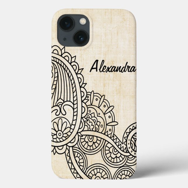 Beige Mehndi Motif iPad Mini Fall Case-Mate iPhone Hülle (Rückseite)