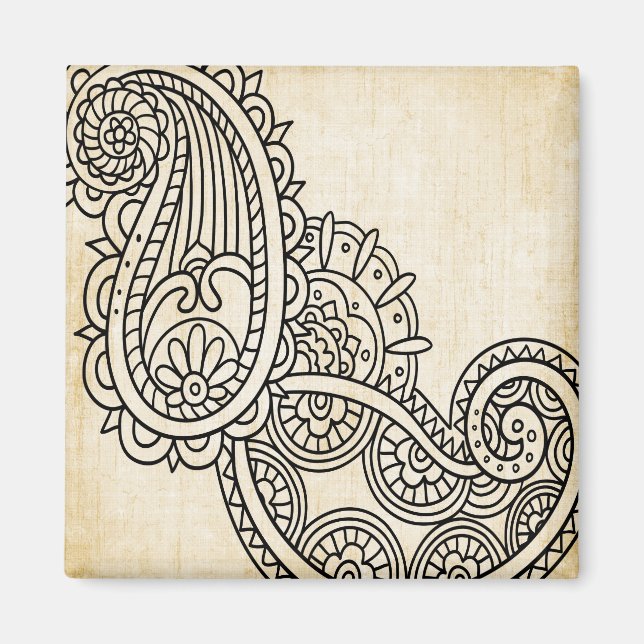 Beige Mehndi Motif Magnet (Vorne)