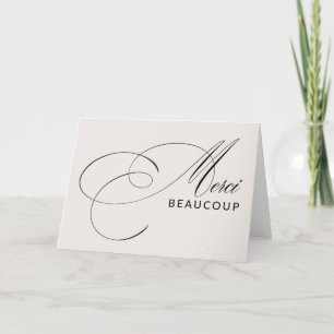 Beige Merci Beaucoup Elegant Kalligrafie Danke
