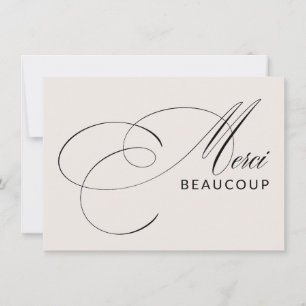 Beige Merci Beaucoup Elegant Kalligraphie Vielen D Dankeskarte