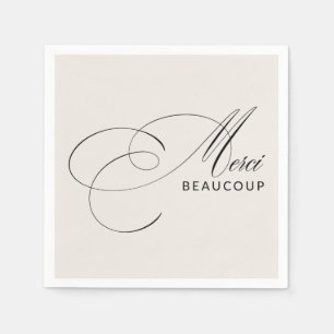 Beige Merci Beaucoup Elegant Kalligraphie Vielen D Serviette