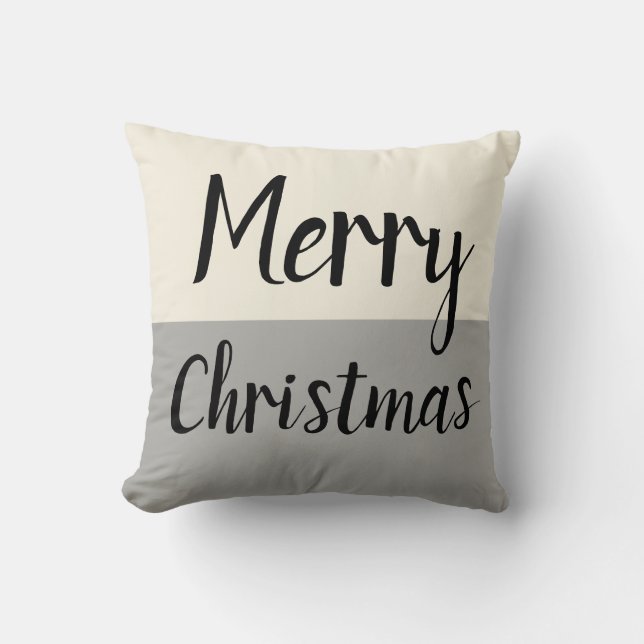 Beige Merry Christmas Throw Kissen (Vorderseite)