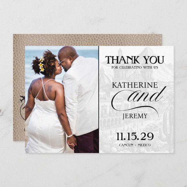 Beige Mexico Passport Dankeskarte (Vorne/Hinten)
