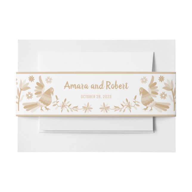 Beige mexikanische Otomi Einladungsbanderole (Vorderseite Beispiel)