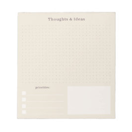 Beige minimal and simple Thoughts & Ideas  Notizblock