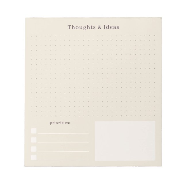 Beige minimal and simple Thoughts & Ideas  Notizblock (Vorderseite)