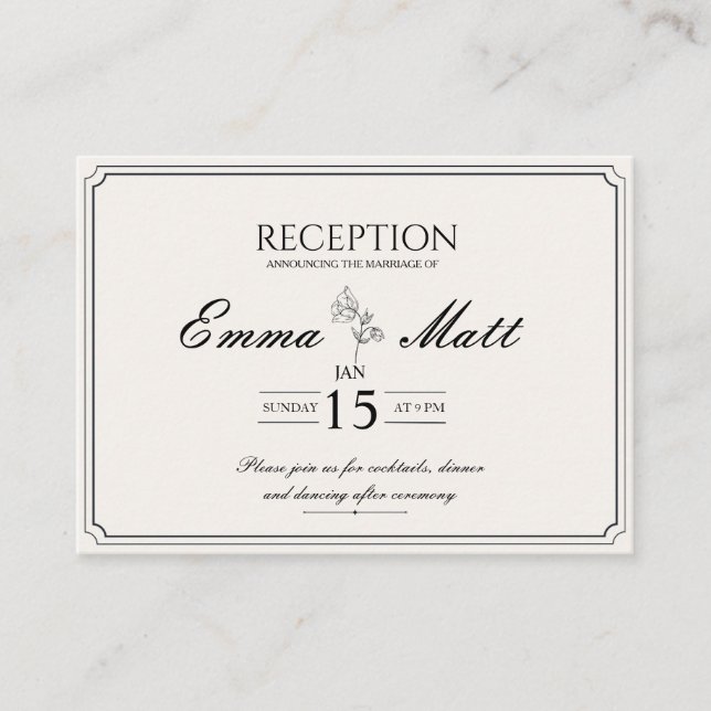 Beige minimal modern réception wedding invitation  begleitkarte (Vorderseite)