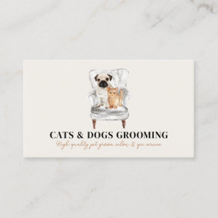 Beige Minimal moderne Sofa Mops Dog Katze Pet Visitenkarte