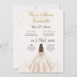 Beige minimalist Quinceañera invitation Einladung