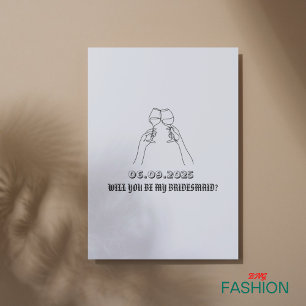 Beige Minimalistisch Bridesmaid Vorschlag Einladun Dankeskarte