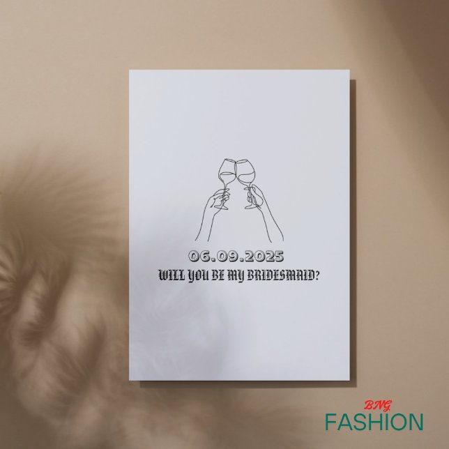 Beige Minimalistisch Bridesmaid Vorschlag Einladun Dankeskarte (Von Creator hochgeladen)